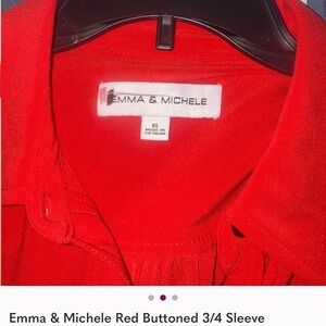 Emma & Michele Vibrant Red 3/4 Sleeve Blazer
